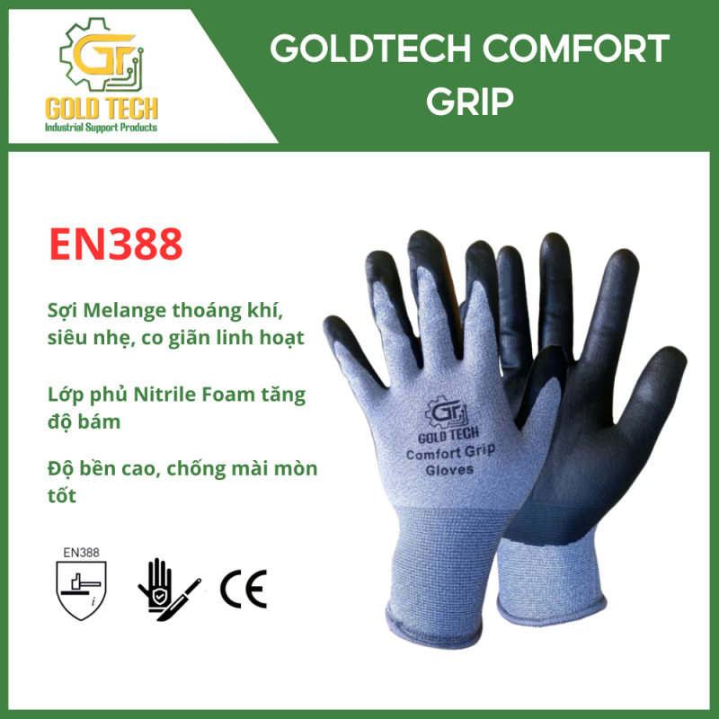 GĂNG TAY ĐA NĂNG GOLDTECH COMFORT GRIP - CHỐNG TRƠN TRƯỢT - BẢO VỆ BÀN TAY TỐI ƯU