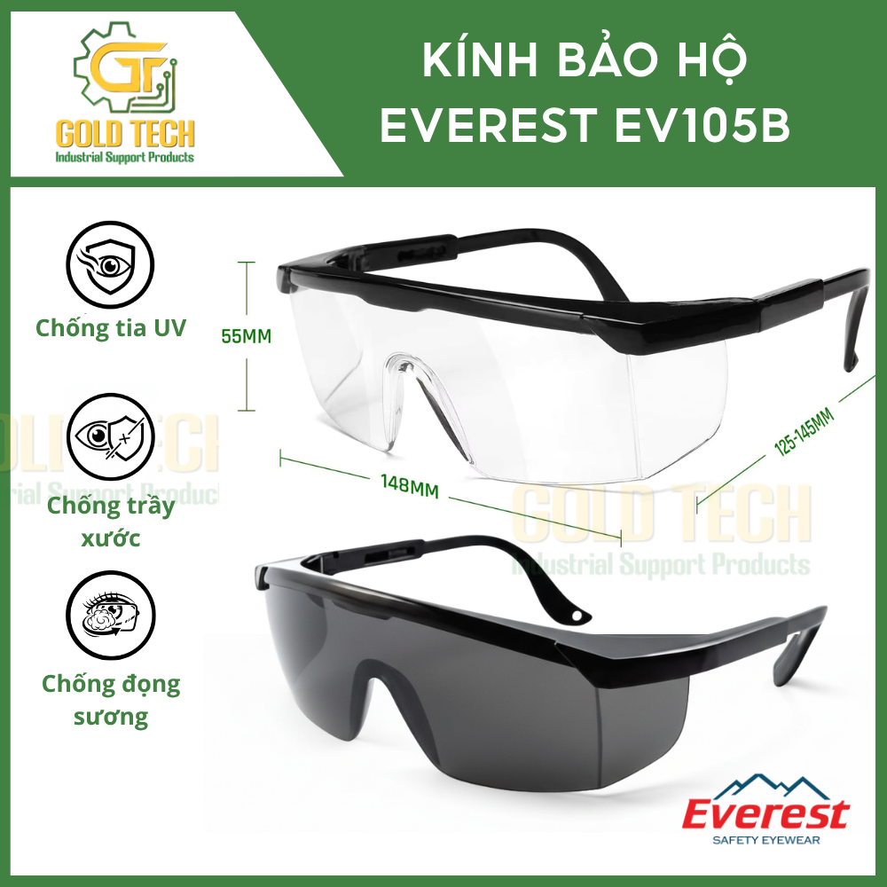 KÍNH BẢO HỘ EVEREST EV105B CHỐNG BỤI, CHỐNG VA ĐẬP, TRÒNG TRONG SUỐT, KÍNH BẢO HỘ LAO ĐỘNG - Ảnh 6